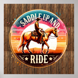 Affiche cheval cool cheval de selle Western