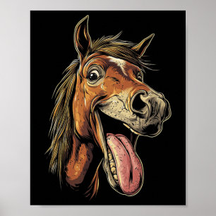 Affiche Cheval cool Montrant Langue Chevaux Équitation À C