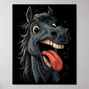 Affiche Cheval cool Montrant Langue Chevaux Équitation À C