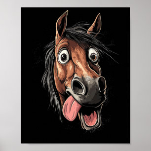 Affiche Cheval cool Montrant Langue Chevaux Équitation À C