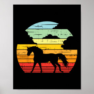 Affiche Cheval Coucher de soleil Rétro équitation équitati