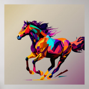 Affiche Cheval courant pop art