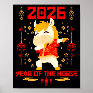 Affiche Cheval Dabbing Nouvel An Chinois De L'Année Du Che