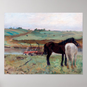 Affiche Cheval dans une prairie, Edgar Degas