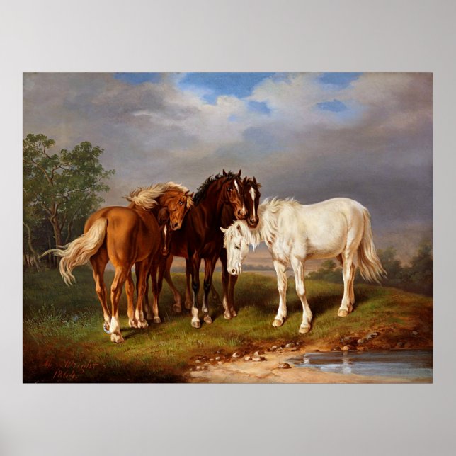 Affiche Cheval de Caramel Brown blanc (Devant)