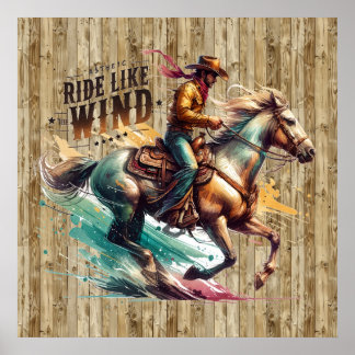 Affiche Cheval de cow-boy occidental cool