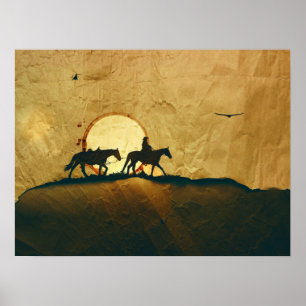 Affiche Cheval de Cowboy de l'Ouest