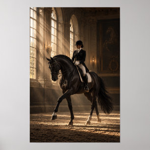 Affiche Cheval de dressage classique dans un grand manège 