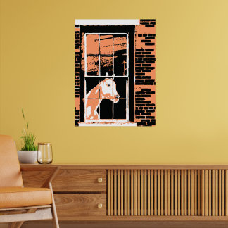 Affiche cheval de fenêtre