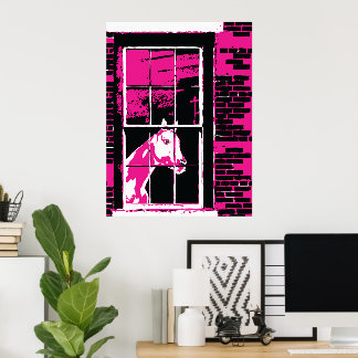 Affiche cheval de fenêtre