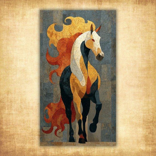 Affiche Cheval de Feu Abstrait – Art Équestre Moderne Auda (Abstract Fire Horse – Bold Modern Equine Art Poster)