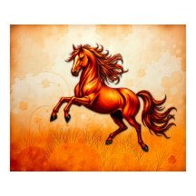 Cheval de Feu Bondit, Or Orange, Grunge Artistique