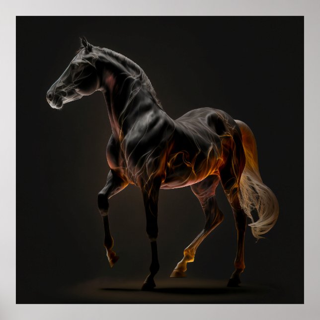 Affiche Cheval de feu, Couleurs Abstraites, Mur d'impressi (Devant)