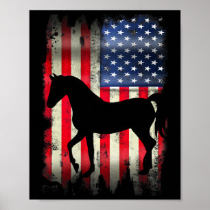 Affiche Cheval de l'Amérique Vintage Drapeau drôle Animal