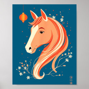 Affiche Cheval de l'année 2026 Illustration du Nouvel An c