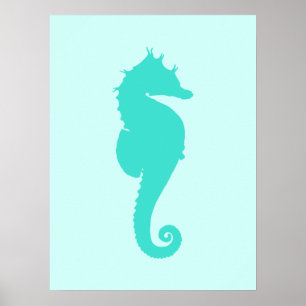 Affiche Cheval de mer Turquoise