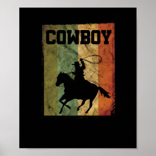 Affiche Cheval de Rodéo Cowboy Vintage en détresse