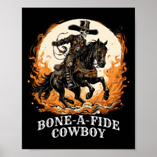 Affiche Cheval de Rodéo Halloween Cowboy Éffrayant Skeleto