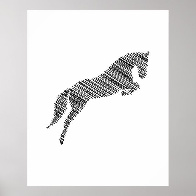 Affiche Cheval de saut | Scribble Horse | Entraîneur de ch (Devant)