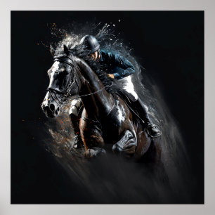 Affiche Cheval de sport, Couleurs Abstraites, Mur d'impres