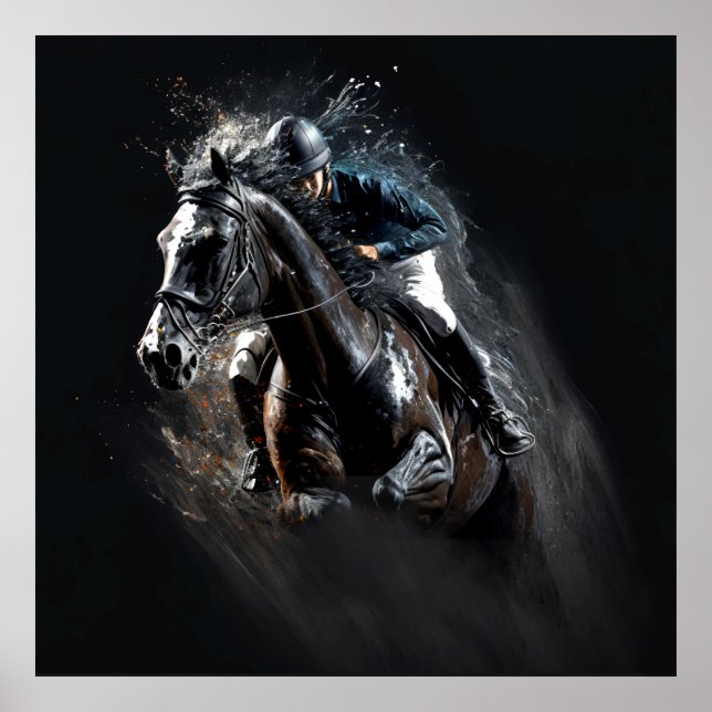 Affiche Cheval de sport, Couleurs Abstraites, Mur d'impres (Devant)