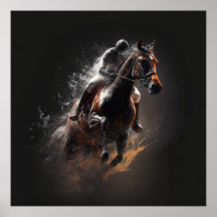 Affiche Cheval de sport, Couleurs Abstraites, Mur d'impres