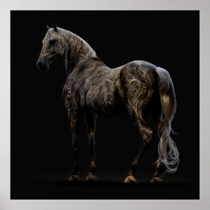 Affiche Cheval de tatouage, Couleurs Abstraites, Mur d'imp
