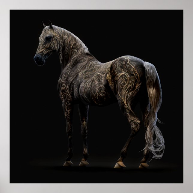 Affiche Cheval de tatouage, Couleurs Abstraites, Mur d'imp (Devant)
