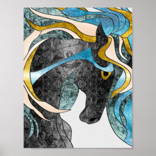 Affiche Cheval de Verre Abstrait - Équine moderne