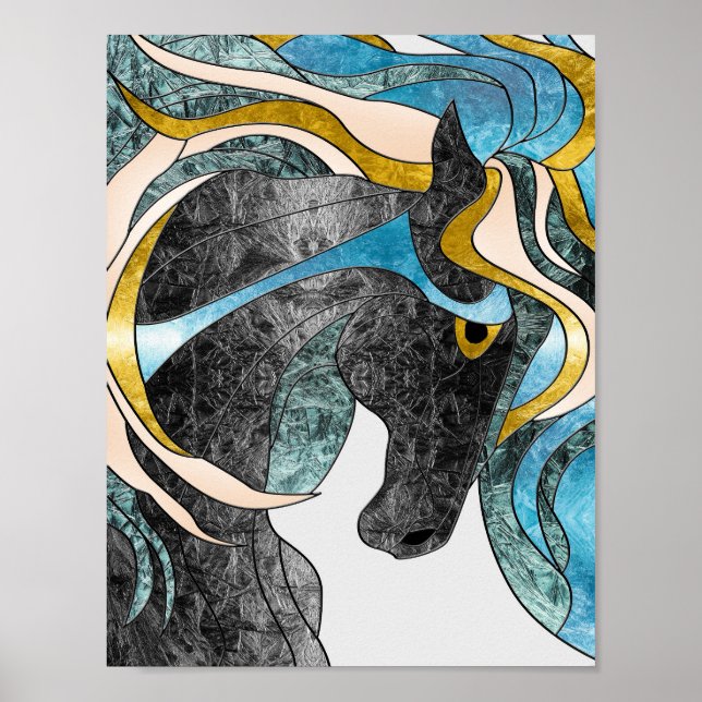 Affiche Cheval de Verre Abstrait - Équine moderne (Devant)