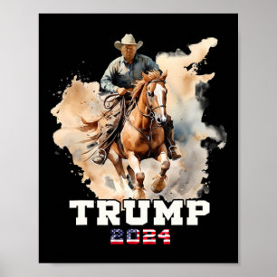 Affiche Cheval d'équitation Drapeau américain Cowboy 1