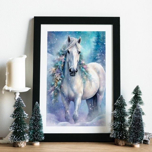 Affiche Cheval d'hiver aux fleurs (Créateur téléchargé)