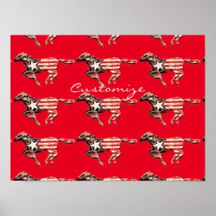 Affiche Cheval du drapeau américain qui court Thunder_Cove