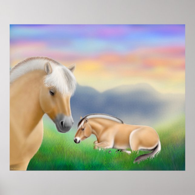 Affiche Cheval du fjord norvégien à l'aube Imprimer (Devant)