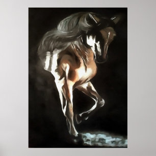 Affiche Cheval En Châtaigner Flaxon Brown Sur Noir