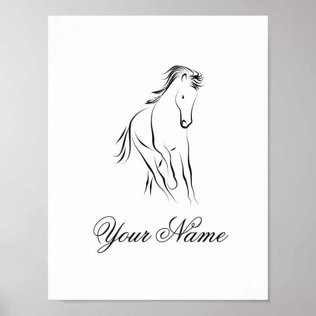 Affiche Cheval en couleur noire (Devant)