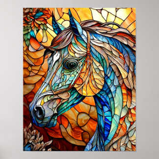 Affiche Cheval en verre coloré vibrant 25