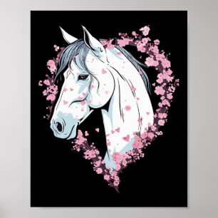 Affiche Cheval Equestre Cerise Fleur Équitation