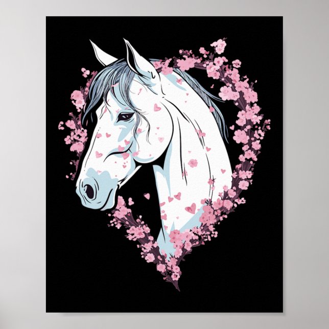 Affiche Cheval Equestre Cerise Fleur Équitation (Devant)