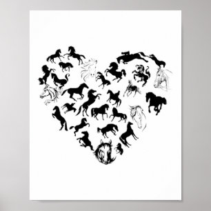 Affiche Cheval Equestre Coeur Horseback Western équitation