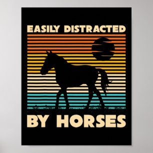 Affiche Cheval Équestre Rétro Facilement Distrait Par