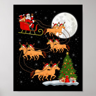 Affiche Cheval équitation Père Noël Sleigh Flying Funny Ma