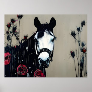 Affiche Cheval et Rose