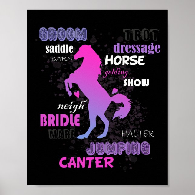 Affiche Cheval Farm Animaux Cadeau Pour Équitation Cheval (Devant)