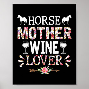 Affiche Cheval Fête des Mères Cheval Mère Vin Louveur