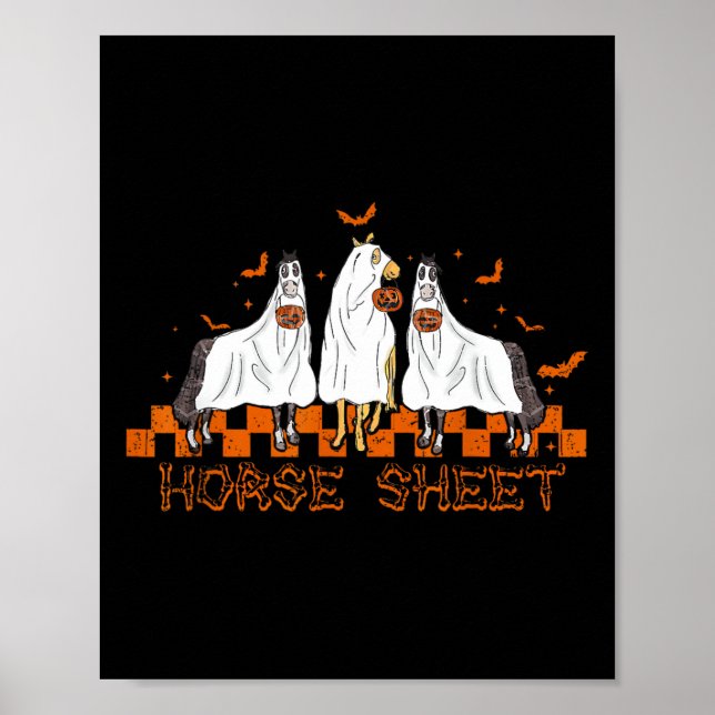 Affiche Cheval Feuille Halloween Ghost Cheval Costume Citr (Devant)