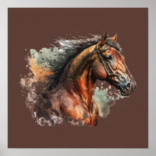 Affiche Cheval & Fille Silhouette Équitation