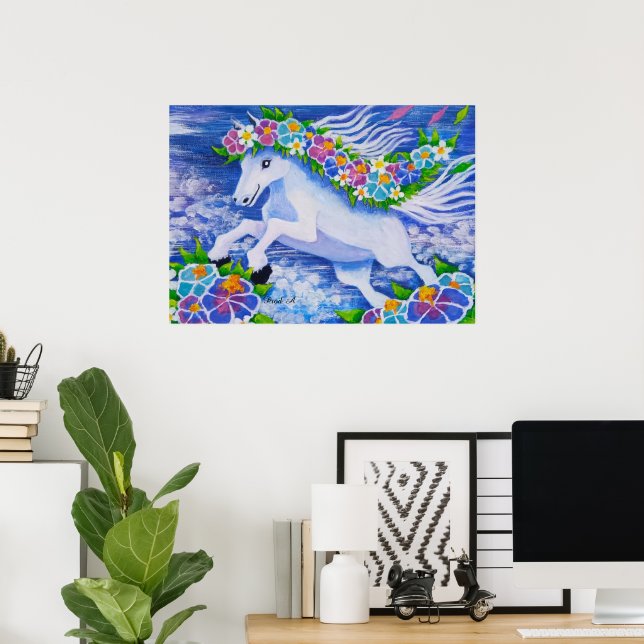 Affiche Cheval Floral (Bureau à domicile)