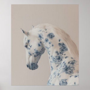 Affiche Cheval floral aux pastels doux