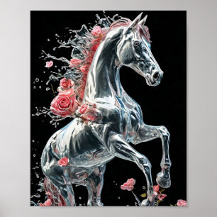 Affiche Cheval gelé fait de glace Scène hivernale fantasti